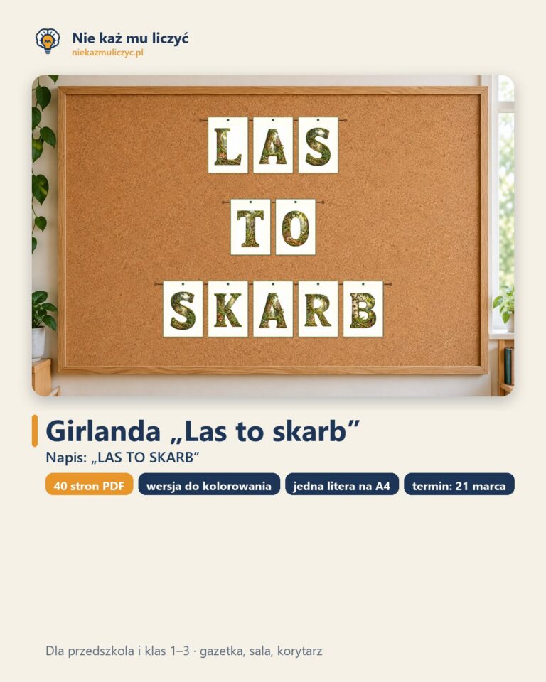 Girlanda LAS TO SKARB na Międzynarodowy Dzień Lasów, A4 PDF — okładka