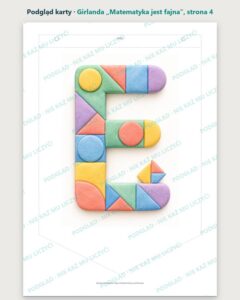 Girlanda MATEMATYKA JEST FAJNA na Dzień Matematyki, A4 PDF — podgląd karty: chorągiewka ze strony 4