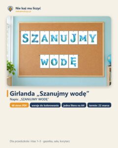 Girlanda SZANUJMY WODĘ na Światowy Dzień Wody, A4 PDF — okładka