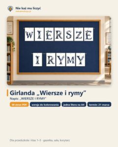 Girlanda WIERSZE I RYMY na Światowy Dzień Poezji, A4 PDF — okładka