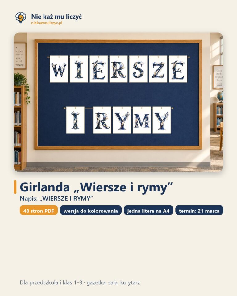 Girlanda WIERSZE I RYMY na Światowy Dzień Poezji, A4 PDF — okładka