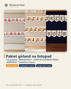 Pakiet girland na listopad: 11 listopada, Dzień Misia i andrzejki — okładka