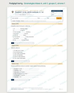 Kartkówka z gramatyki angielski klasa 4 unit 1: to be — B–E — podgląd karty, grupa C