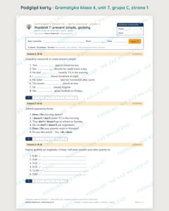 Kartkówka z gramatyki angielski klasa 4 unit 7: present simple — B–E — podgląd karty, grupa C