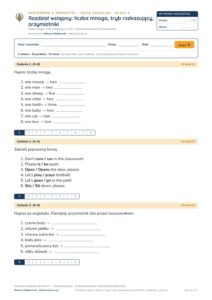 Kartkówka z gramatyki angielski klasa 4 welcome: liczba mnoga — B–E — okładka