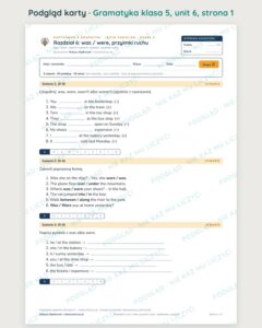 Gramatyka angielska klasa 5 — 9 kartkówek z kluczem, A–E PDF — podgląd karty 2