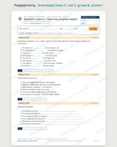 Kartkówka z gramatyki angielski klasa 5 unit 2 — grupy B–E — podgląd karty, grupa B
