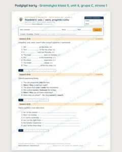 Kartkówka z gramatyki angielski klasa 5 unit 6: was / were — B–E — podgląd karty, grupa C
