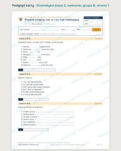 Kartkówka z gramatyki angielski klasa 5 welcome: can — B–E — podgląd karty, grupa B