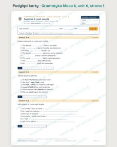 Gramatyka angielska klasa 6 — 9 kartkówek z kluczem, A–E PDF — podgląd karty 2