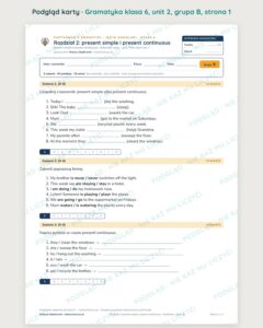 Kartkówka z gramatyki angielski klasa 6 unit 2 — grupy B–E — podgląd karty, grupa B
