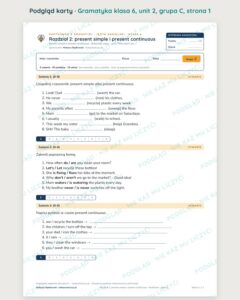 Kartkówka z gramatyki angielski klasa 6 unit 2 — grupy B–E — podgląd karty, grupa C