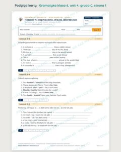 Kartkówka z gramatyki angielski klasa 6 unit 4: stopniowanie — B–E — podgląd karty, grupa C