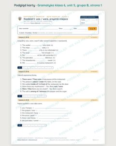 Kartkówka z gramatyki angielski klasa 6 unit 5: was / were — B–E — podgląd karty, grupa B