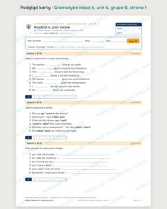 Kartkówka z gramatyki angielski klasa 6 unit 6: past simple — B–E — podgląd karty, grupa B