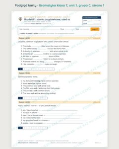 Gramatyka angielski klasa 7 unit 1: zdania przydawkowe — kartkówka B–E — podgląd karty, grupa C