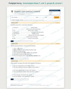Kartkówka z gramatyki angielski klasa 7 unit 2: past continuous — B–E — podgląd karty, grupa B