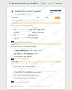 Kartkówka z gramatyki angielski klasa 7 unit 2: past continuous — B–E — podgląd karty, grupa C