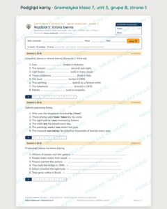 Kartkówka z gramatyki angielski klasa 7 unit 5: strona bierna — B–E — podgląd karty, grupa B