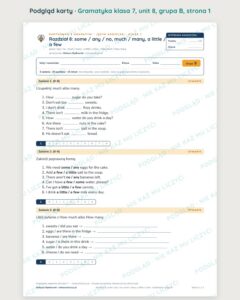 Kartkówka z gramatyki angielski klasa 7 unit 8: some / any / no — B–E — podgląd karty, grupa B