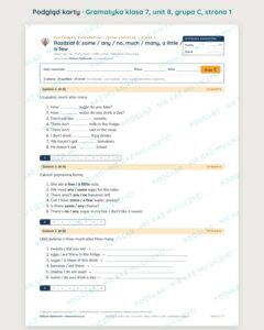 Kartkówka z gramatyki angielski klasa 7 unit 8: some / any / no — B–E — podgląd karty, grupa C
