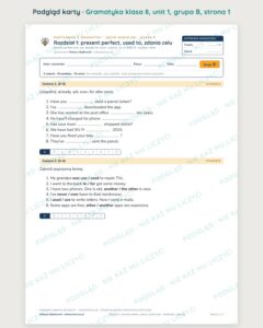 Kartkówka z gramatyki angielski klasa 8 unit 1: present perfect — B–E — podgląd karty, grupa B