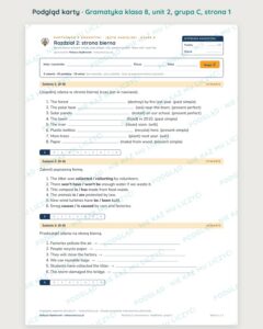 Kartkówka z gramatyki angielski klasa 8 unit 2: strona bierna — B–E — podgląd karty, grupa C