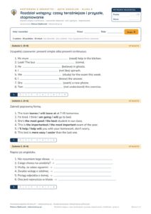 Kartkówka z gramatyki angielski klasa 8 welcome — grupy B–E — okładka