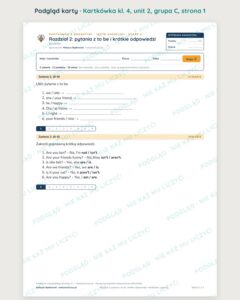 Kartkówka angielski klasa 4 unit 2: gramatyka — B–E — podgląd karty, grupa C