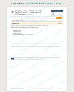 Kartkówka angielski klasa 4 unit 2: pisanie: opis przyjaciela — B–E — podgląd karty, grupa C
