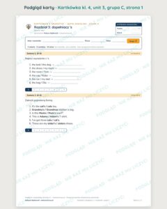 Kartkówka angielski klasa 4 unit 3: gramatyka: dopełniacz 's — B–E — podgląd karty, grupa C