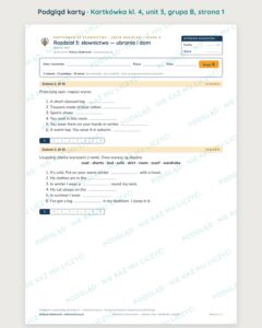 Kartkówka angielski klasa 4 unit 3: słownictwo: ubrania i dom — B–E — podgląd karty, grupa B
