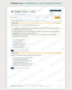 Kartkówka angielski klasa 4 unit 4: czytanie: rodziny — B–E — podgląd karty, grupa B
