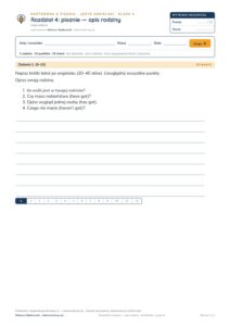 Kartkówka angielski klasa 4 unit 4: pisanie: opis rodziny — B–E — okładka