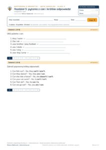 Kartkówka angielski klasa 4 unit 5: gramatyka — B–E — okładka