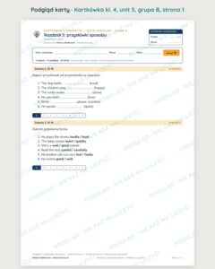 Angielski klasa 4 unit 5: gramatyka: przysłówki sposobu — kartkówka — podgląd karty, grupa B