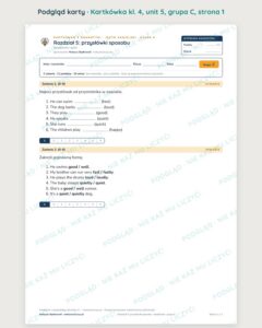 Angielski klasa 4 unit 5: gramatyka: przysłówki sposobu — kartkówka — podgląd karty, grupa C