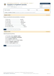 Angielski klasa 4 unit 5: gramatyka: przysłówki sposobu — kartkówka — okładka