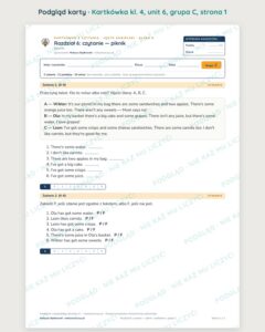 Kartkówka angielski klasa 4 unit 6: czytanie: piknik — B–E — podgląd karty, grupa C