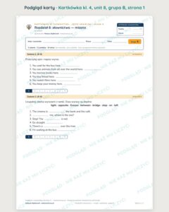 Kartkówka angielski klasa 4 unit 8: słownictwo: miasto — B–E — podgląd karty, grupa B