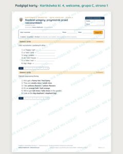 Angielski klasa 4 welcome: przymiotnik przed rzeczownikiem — kartkówka — podgląd karty, grupa C