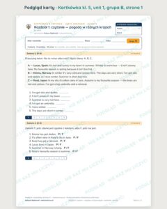Kartkówka angielski klasa 5 unit 1: pogoda w różnych krajach — B–E — podgląd karty, grupa B