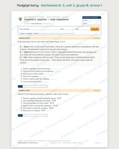 Kartkówka angielski klasa 5 unit 2: czytanie: moje mieszkanie — B–E — podgląd karty, grupa B