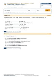 Kartkówka angielski klasa 5 unit 2: gramatyka: przyimki miejsca — B–E — okładka