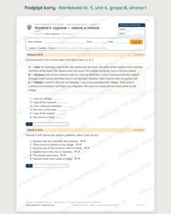 Kartkówka angielski klasa 5 unit 6: czytanie: sobota w mieście — B–E — podgląd karty, grupa B
