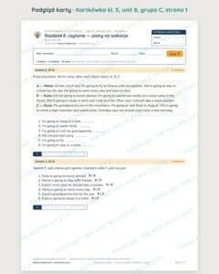 Kartkówka angielski klasa 5 unit 8: czytanie: plany na wakacje — B–E — podgląd karty, grupa C