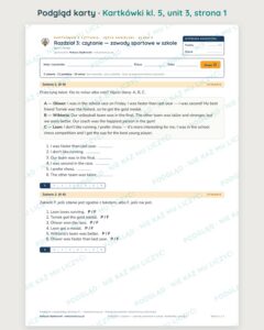 Kartkówki z angielskiego klasa 5 — 54 kartkówki A–E z kluczem — podgląd karty 1