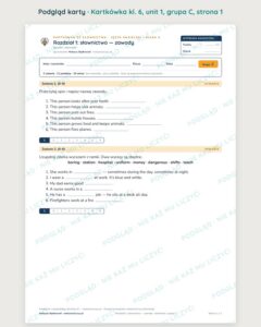 Kartkówka angielski klasa 6 unit 1: słownictwo: zawody — B–E — podgląd karty, grupa C