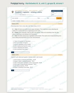 Kartkówka angielski klasa 6 unit 2: czytanie: zmiany w domu — B–E — podgląd karty, grupa B