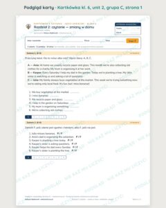Kartkówka angielski klasa 6 unit 2: czytanie: zmiany w domu — B–E — podgląd karty, grupa C